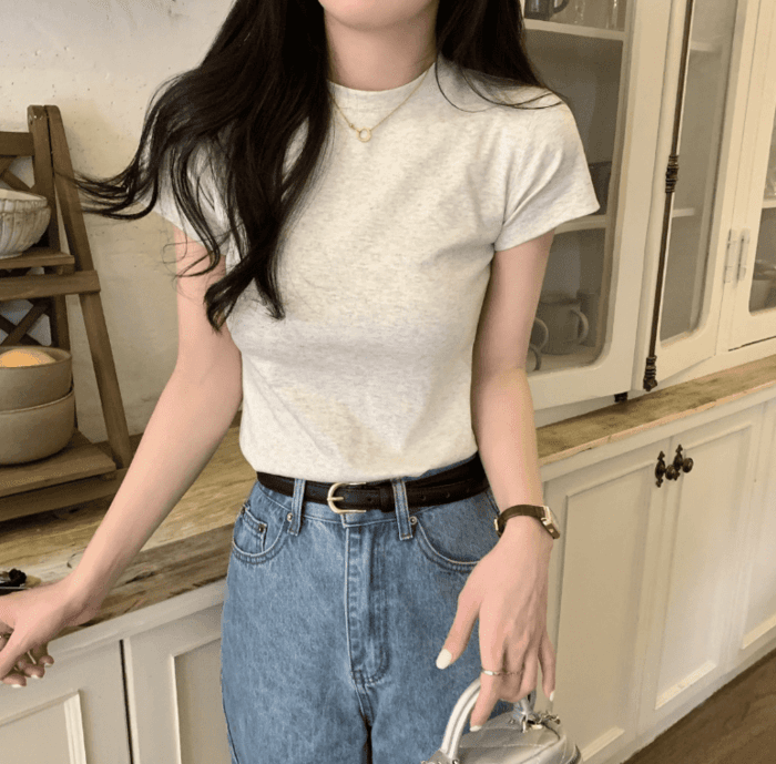骨格ウェーブ服デイリーTシャツトップス