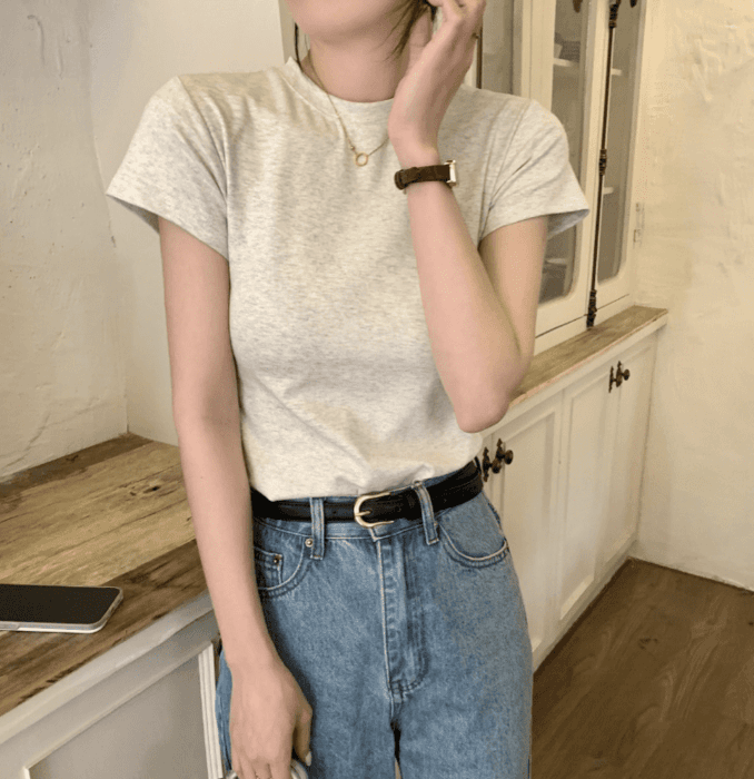 骨格ウェーブ服デイリーTシャツトップス