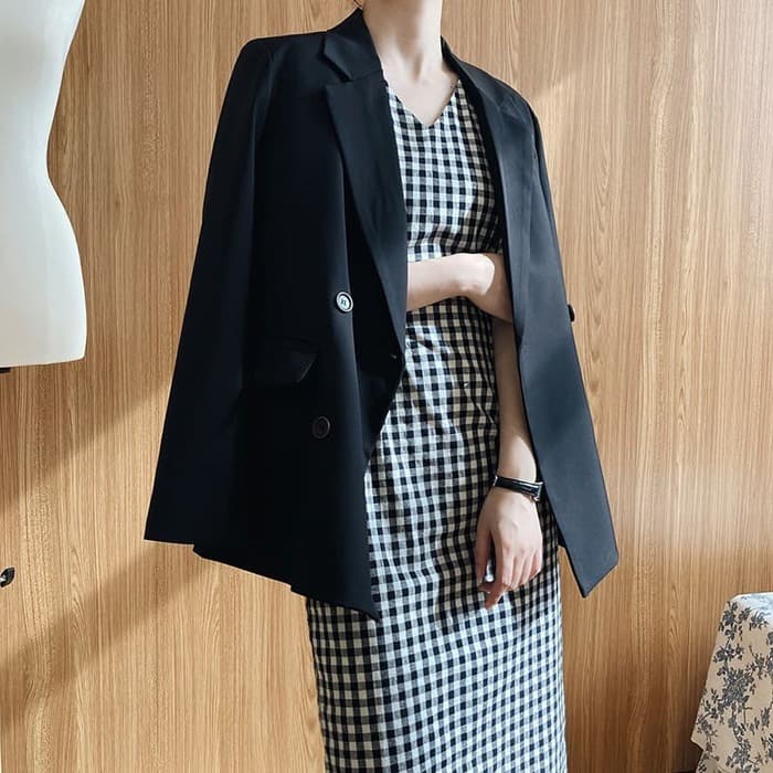 骨格ウェーブ服ギンガムチェックウエストタックワンピース