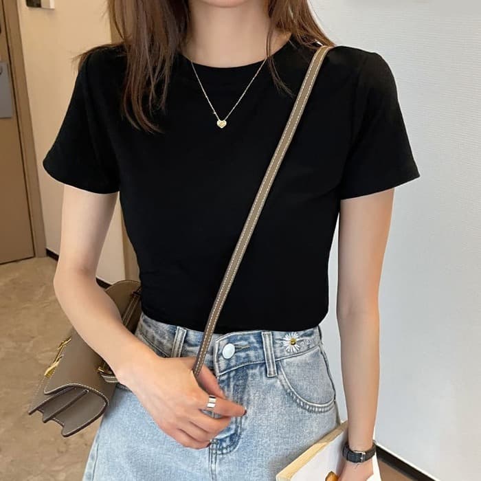 骨格ウェーブ服ラウンド半袖Tシャツトップス