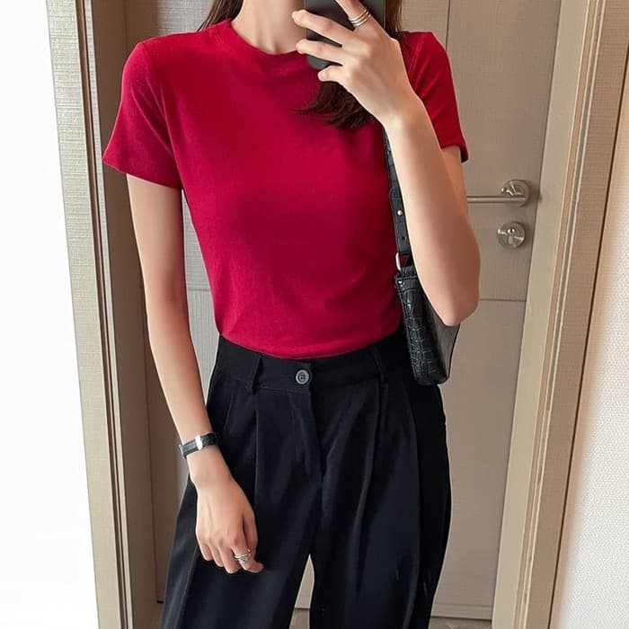 骨格ウェーブ服ラウンド半袖Tシャツトップス