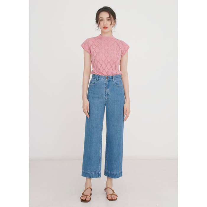 骨格ウェーブ服ノースリーブデザインニットトップス