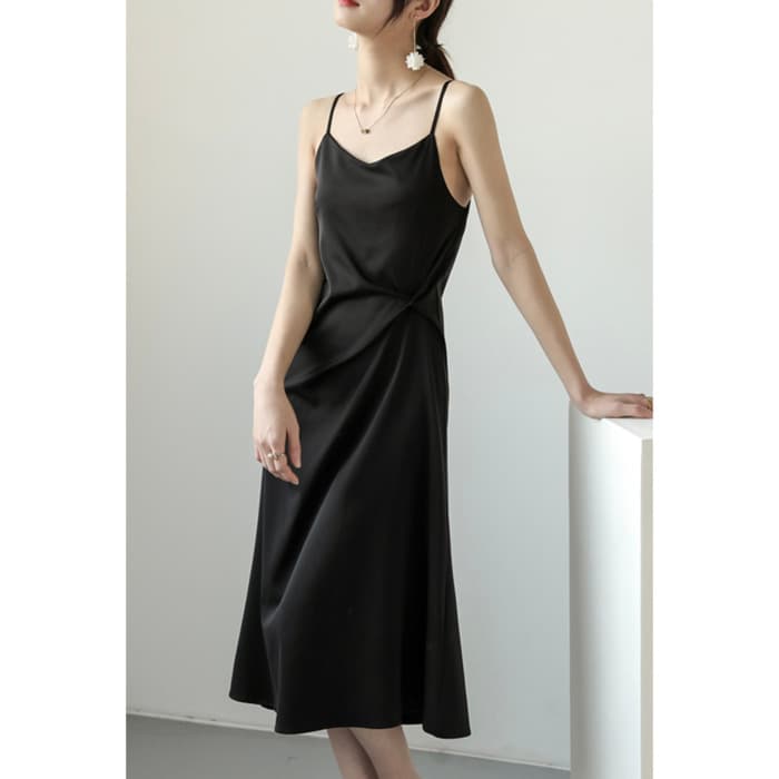 骨格ウェーブ服ウエストマークキャミワンピース