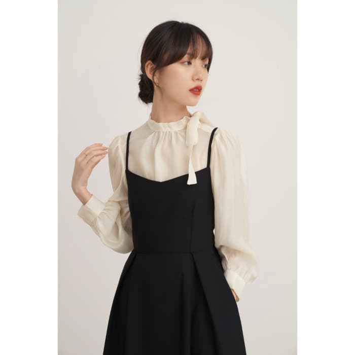 骨格ウェーブ服ウエストマークフレアキャミワンピース