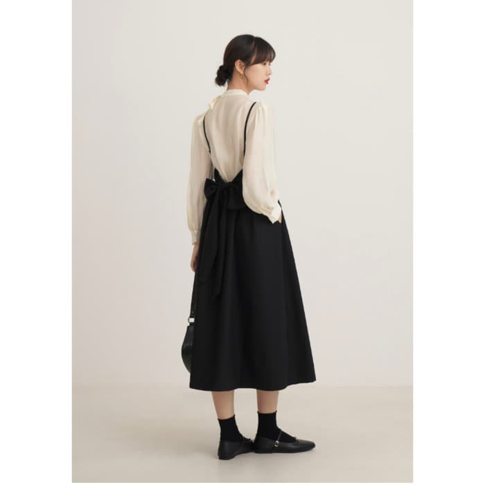 骨格ウェーブ服ウエストマークフレアキャミワンピース
