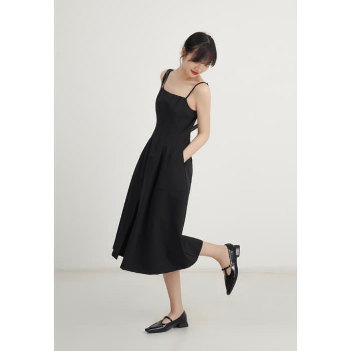 骨格ウェーブ服切り替えスリットキャミワンピース
