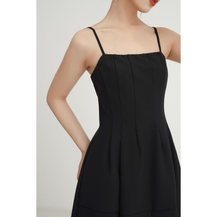 骨格ウェーブ服切り替えスリットキャミワンピース