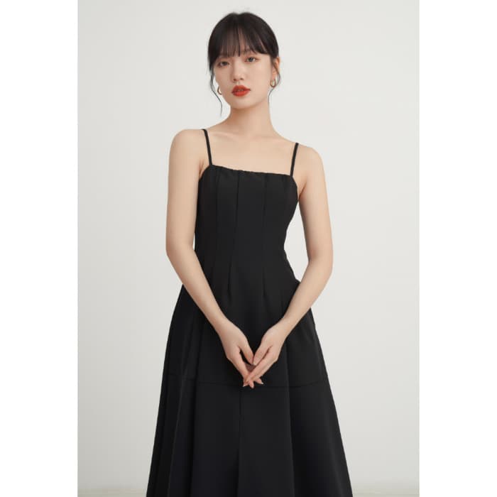 骨格ウェーブ服切り替えスリットキャミワンピース