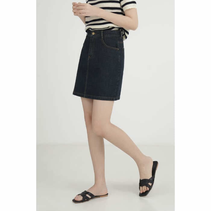 骨格ウェーブ服スリットデニムミニ台形スカート