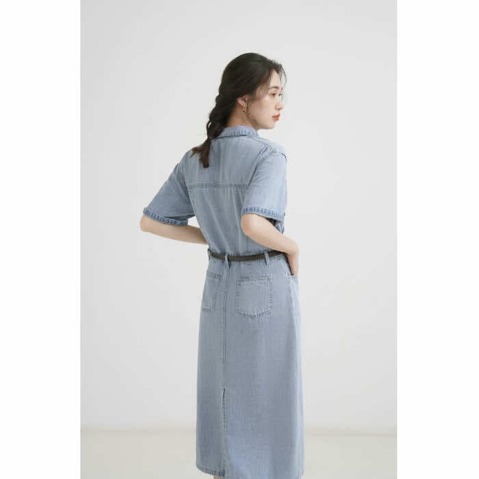 骨格ウェーブ服デニムタイトワンピース