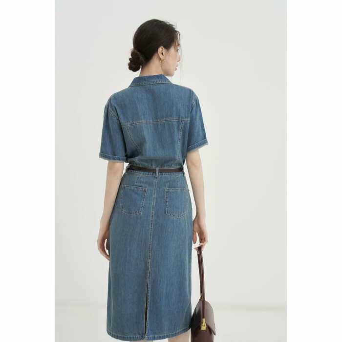 骨格ウェーブ服デニムタイトワンピース
