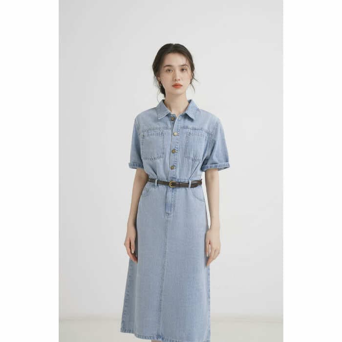 骨格ウェーブ服デニムタイトワンピース