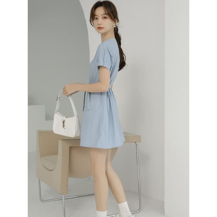 骨格ウェーブ服ウエストマークミニワンピース