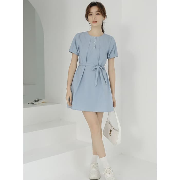 骨格ウェーブ服ウエストマークミニワンピース