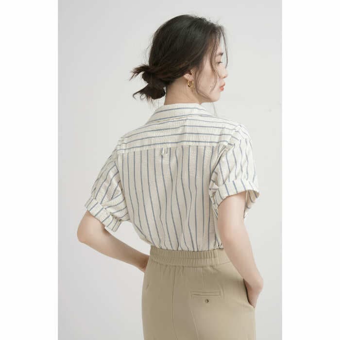 骨格ウェーブ服ストライプシャツトップス