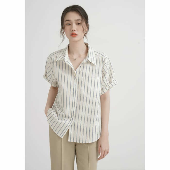 骨格ウェーブ服ストライプシャツトップス
