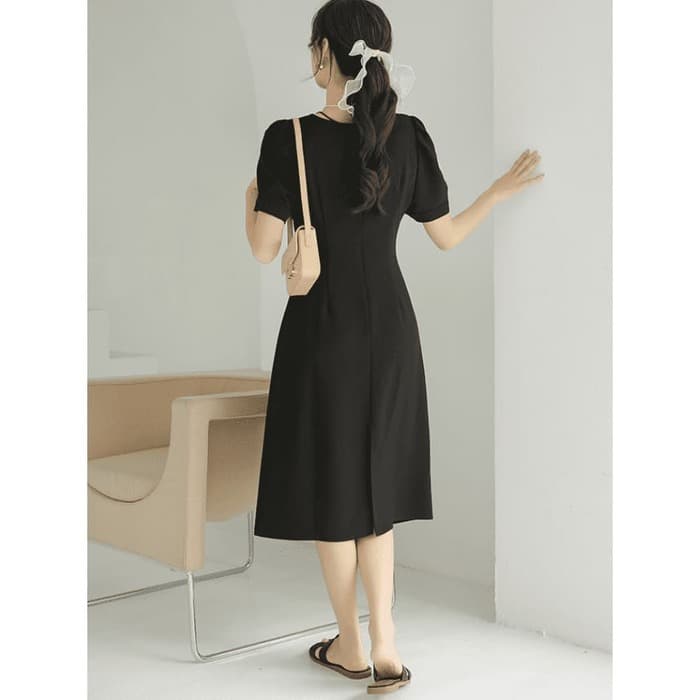 骨格ウェーブ服タックロングタイトワンピース