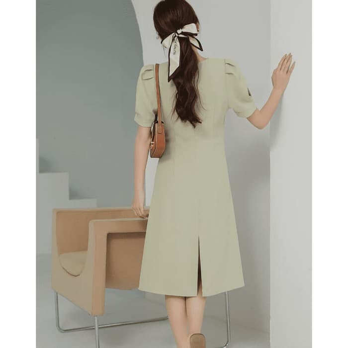 骨格ウェーブ服タックロングタイトワンピース