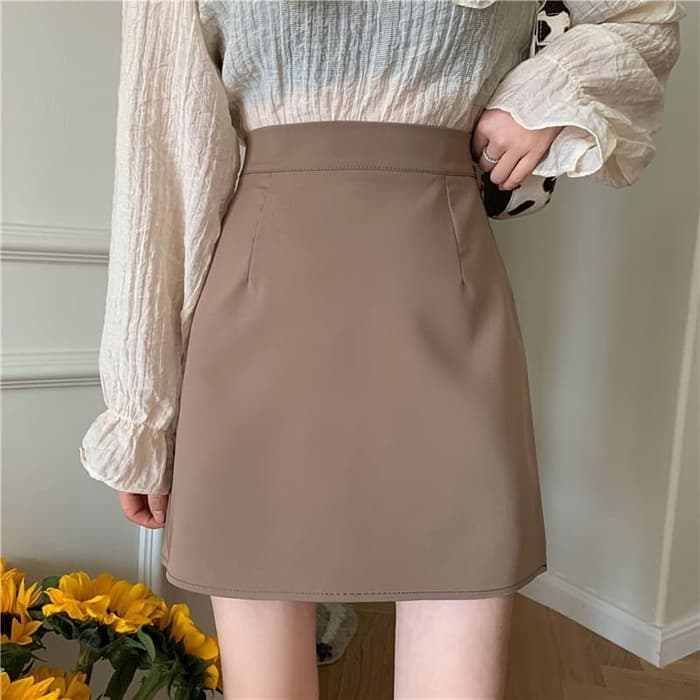 骨格ウェーブ服カラーハイウエストスカート