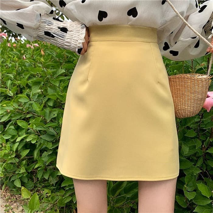骨格ウェーブ服カラーハイウエストスカート