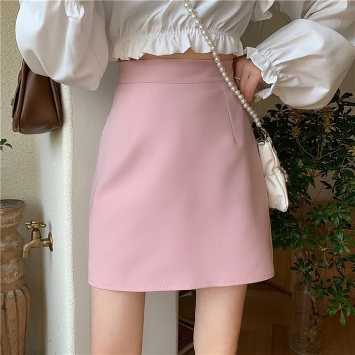 骨格ウェーブ服カラーハイウエストスカート