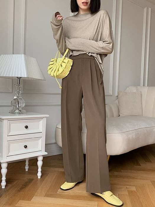 骨格ウェーブ服ハイウエストワイドパンツ