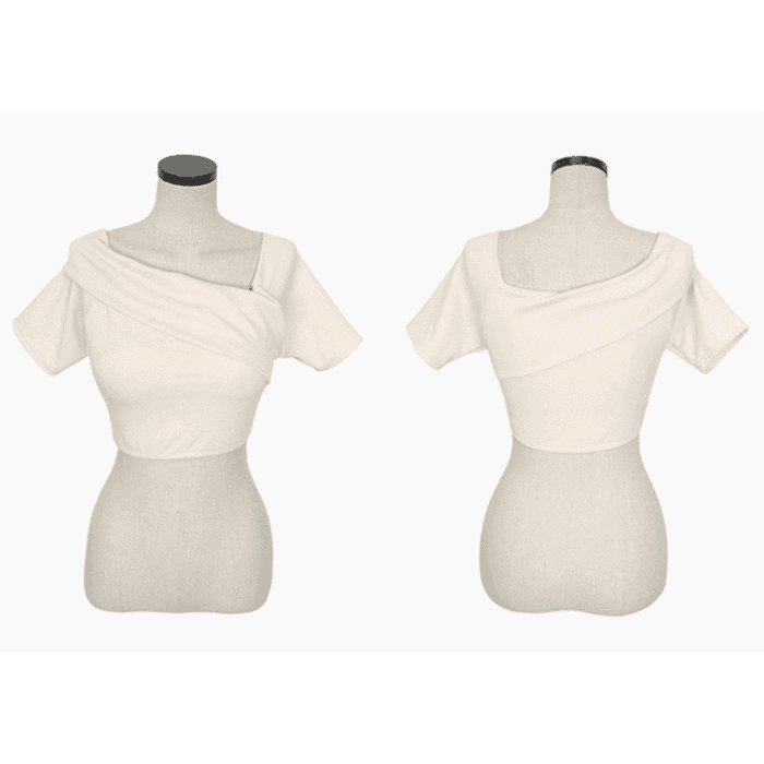 骨格ウェーブ服2wayオフショルダー水着